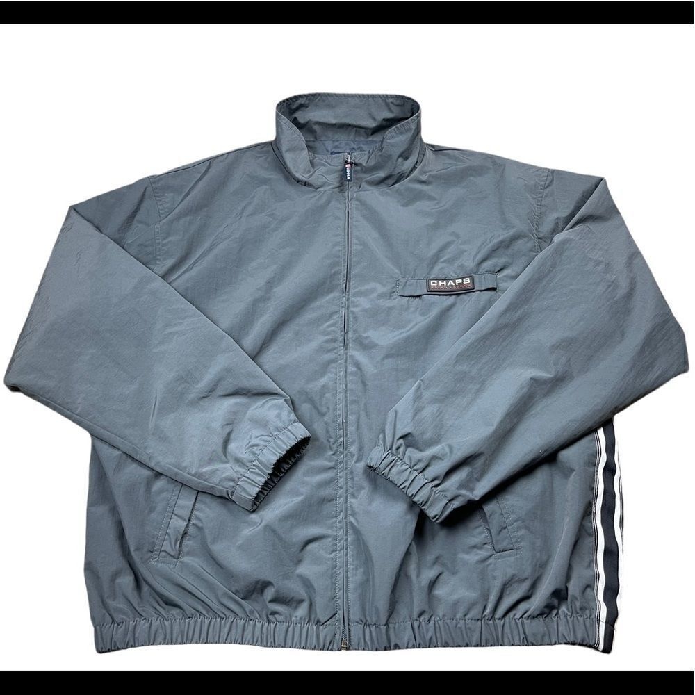 Chaps Ralph Lauren Jacket Adult Extra Large XL Slate Gray Zip Up‎ Windbreaker